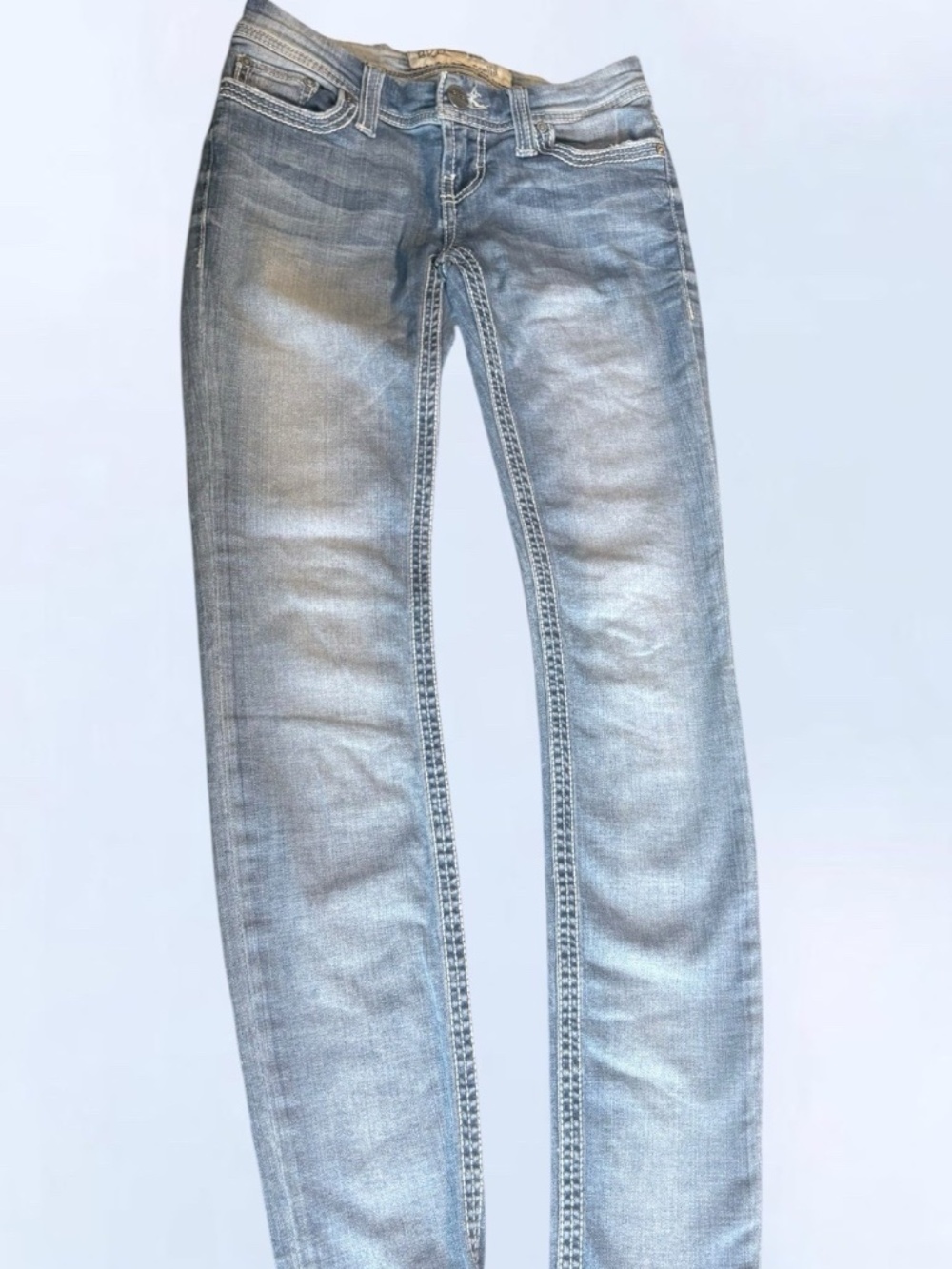Y2K BKE Stella Women's Low Rise Skinny Light Wash Blue Denim 24x31.5